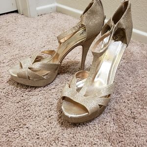 Gold heels with strap